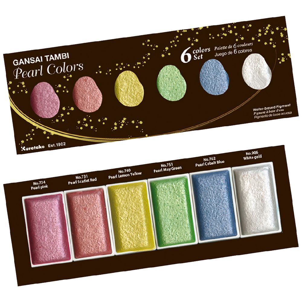 Kuretake Gansai Tambi Japanese Watercolour - Metallic Set Pearl