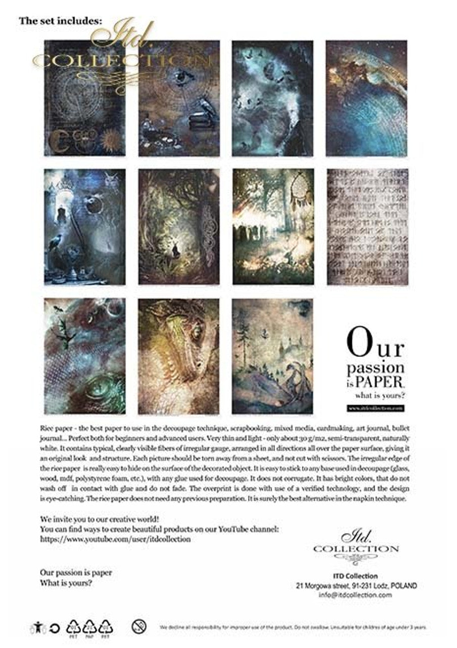 ITD Collection Rice Paper Pack of 11  A4 Sheets - Undiscovered Magical World
