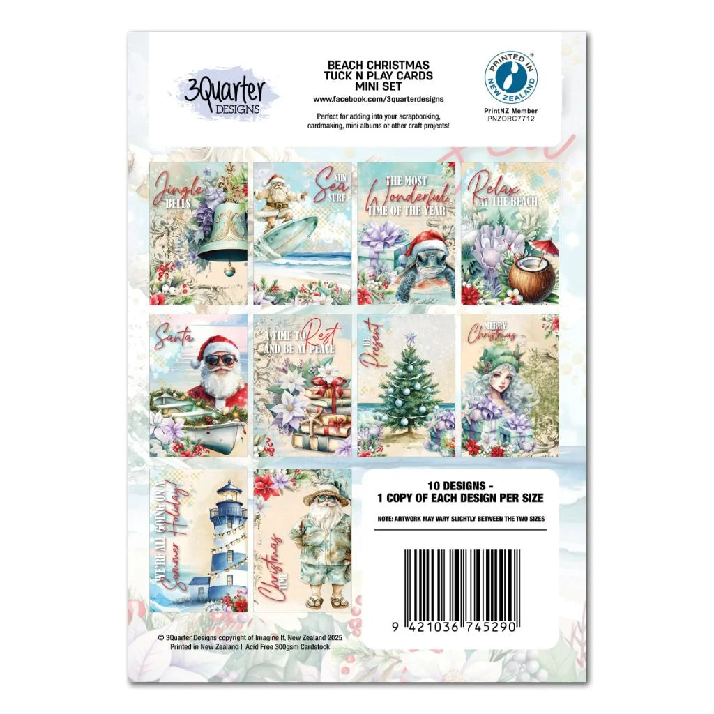 3 Quarter Designs - Beach Christmas Mini Collection Designer Paper & Diecuts Set & Bonus Tuck n Play Mini Set