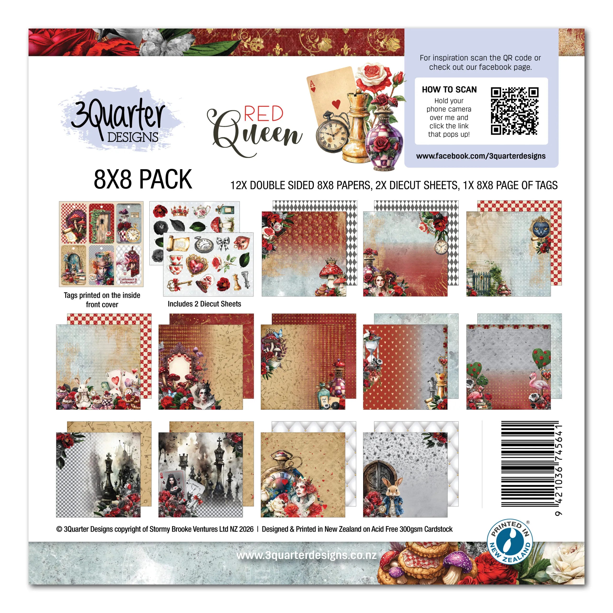 3 Quarter Designs - Red Queen  Collection 8x8 Pack