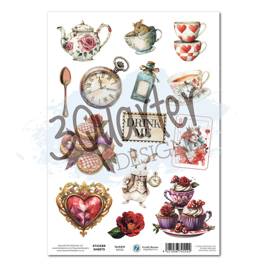 3 Quarter Designs -  Sticker Sheet  - Red Queen