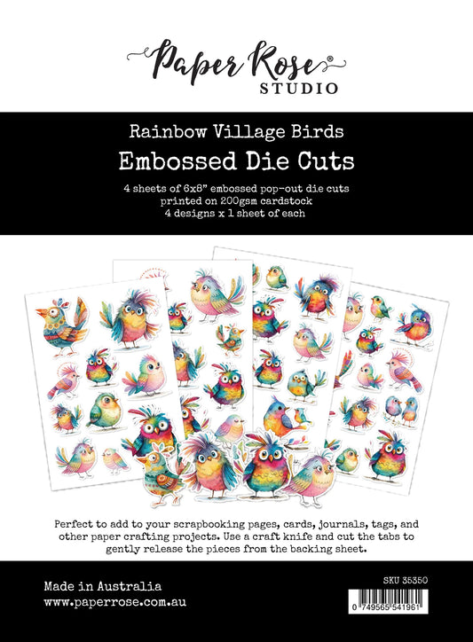 Paper Rose Embossed Die Cuts - Rainbow Village Birds