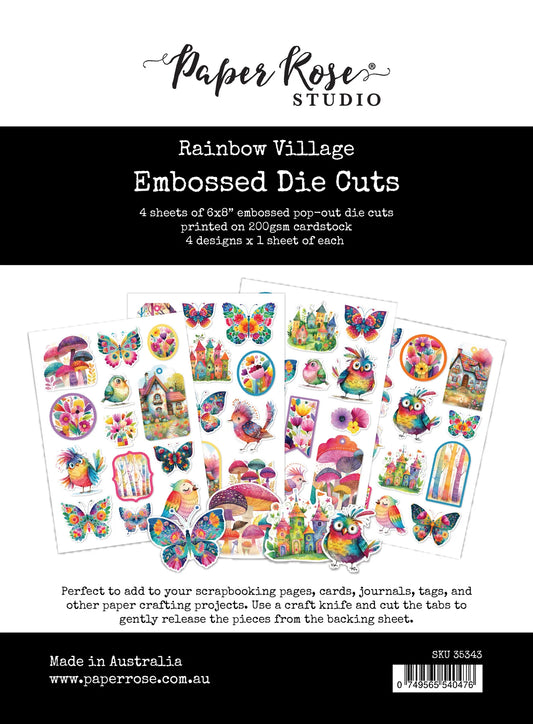 Paper Rose Embossed Die Cuts - Rainbow Village