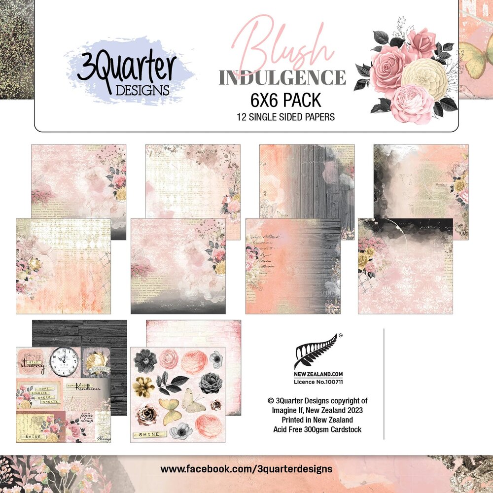 3 Quarter Designs - Blush Indulgence 6x6 Pack Papers