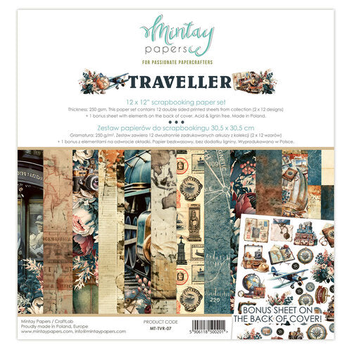 Mintay Papers - Traveller 12 x 12 Scrapbooking Paper