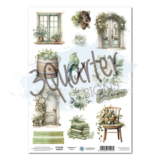 3 Quarter Designs -  Sticker Sheet  - Sage Candlelight