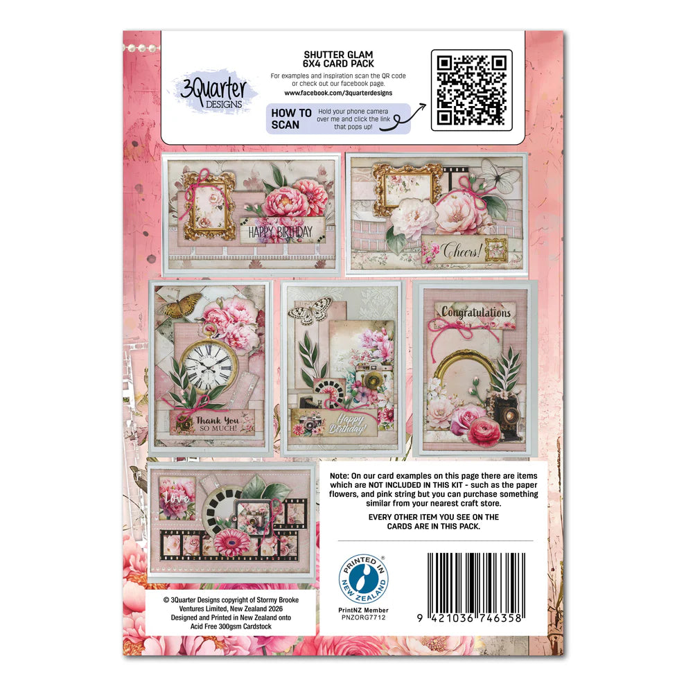 3 Quarter Designs - Shutter Glam Collection 6x4 Card Pack