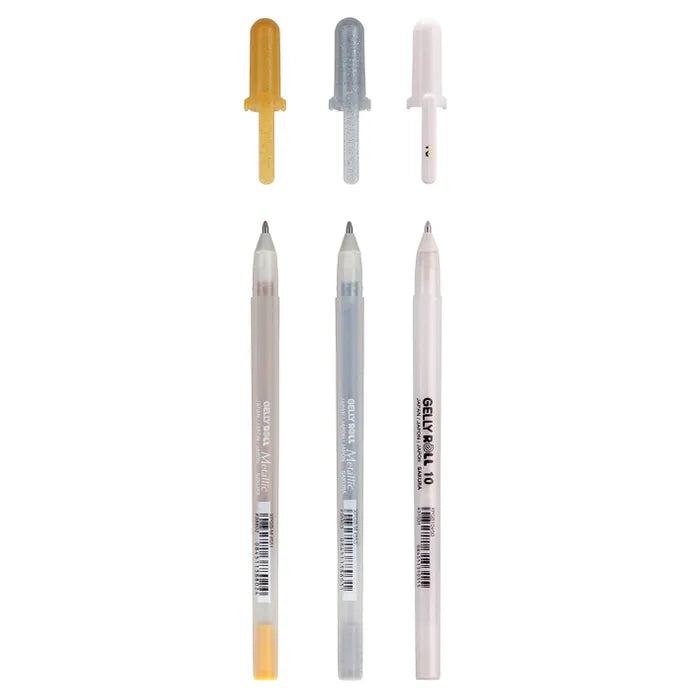 Sakura Gelly Roll - Metallic & White Set Of 3