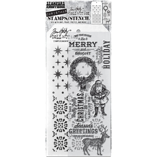 Stamp/Stencil - Stampers Anonymous - Mixed Media Festive Overlay
