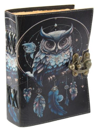 Mystical Owl Leather Journal With Metal Closure 7"x5"