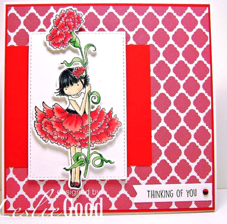 Stamping Bella - Cling Stamps - Tiny Townie Garden Girl Carnation