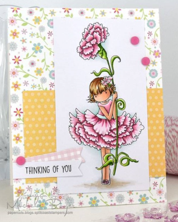 Stamping Bella - Cling Stamps - Tiny Townie Garden Girl Carnation