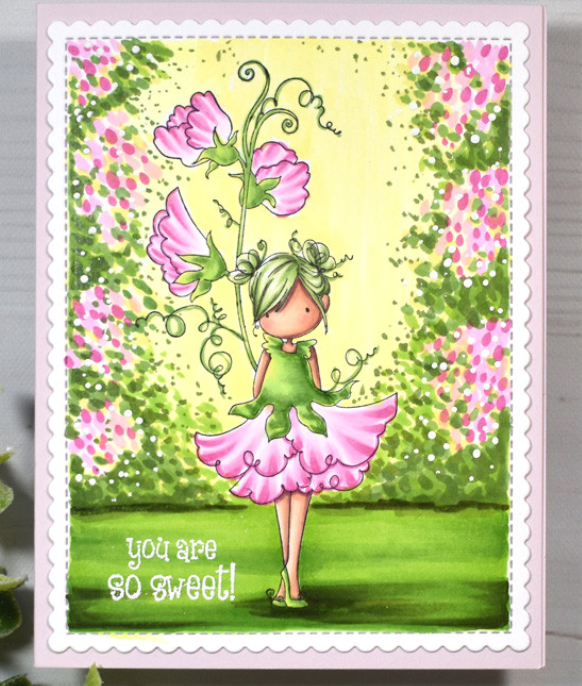 Stamping Bella - Cling Stamps - Tiny Townie Garden Girl Sweet Pea