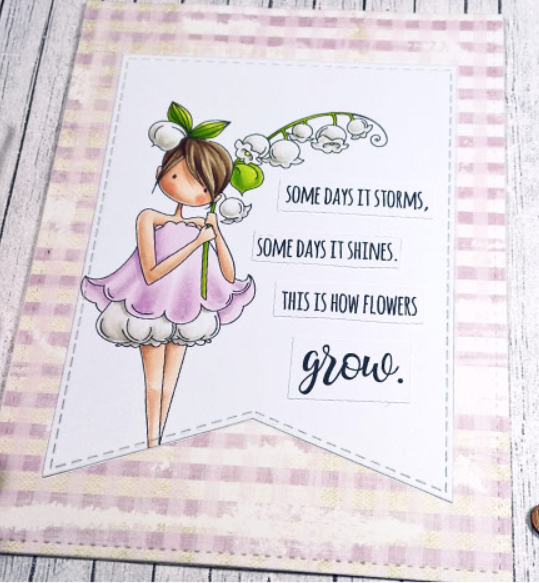 Stamping Bella - Cling Stamps - Tiny Townie Garden Girl Lily Of the Valley
