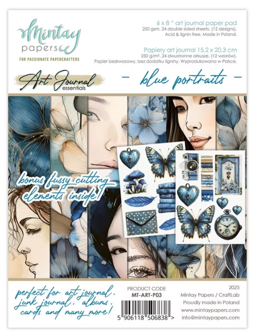 Mintay Papers - Art Journal Essentials - Blue Portraits
