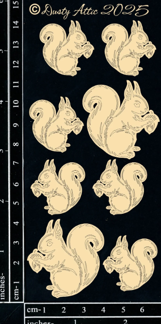 Dusty Attic - Chipboard - Forest Friends - Squirrel