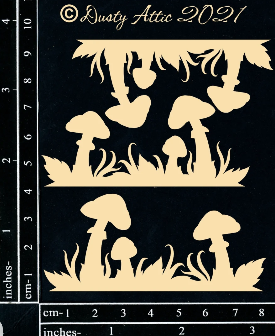 Dusty Attic - Chipboard - Mini Toadstool Border