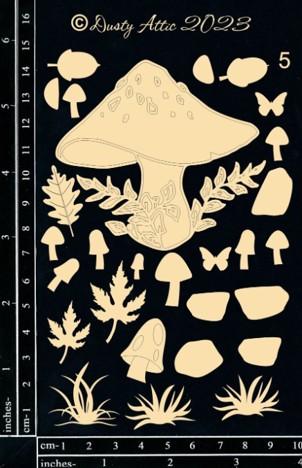 Dusty Attic - Chipboard - Magic Mushrooms Cluster #5