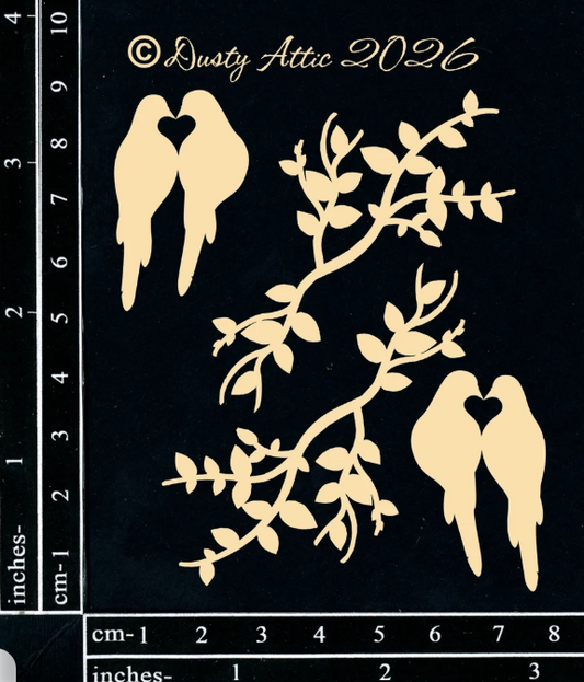 Dusty Attic - Chipboard - Mini Love Birds