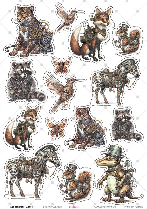 Bee Arty - A4 Cut Out Sheets - Steampunk Zoo 1