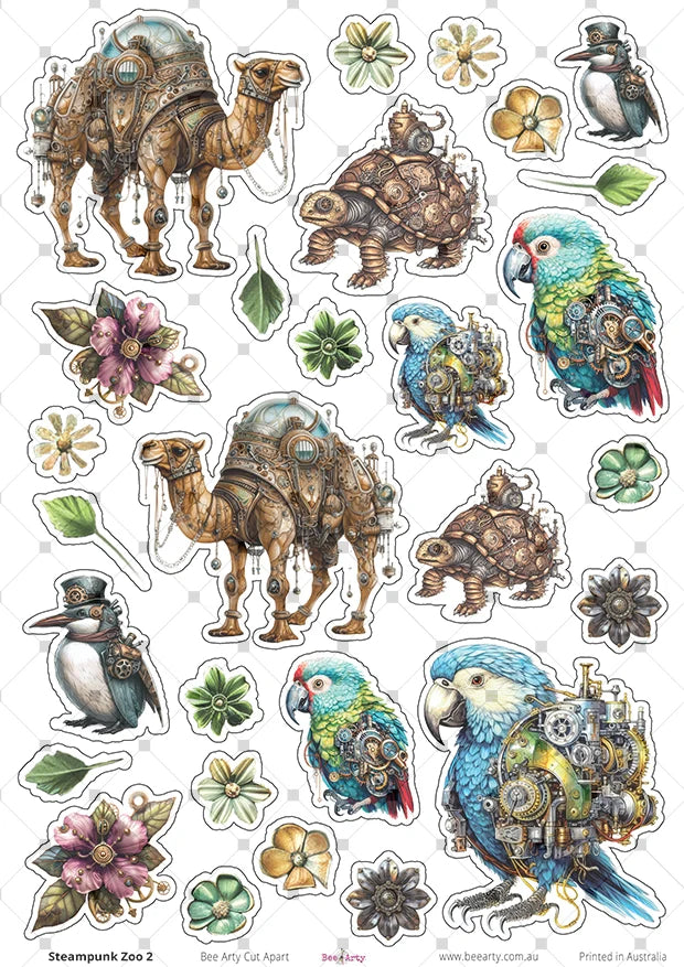 Bee Arty - A4 Cut Out Sheets - Steampunk Zoo 2