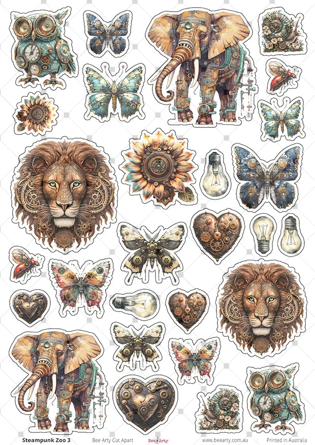 Bee Arty - A4 Cut Out Sheets - Steampunk Zoo 3
