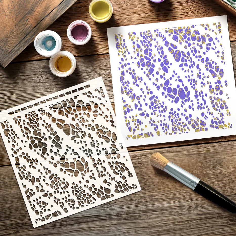 Cosmic Shimmer - By Andy Skinner 8X8'' Mixed Media Stencil - Pebble Mosaic