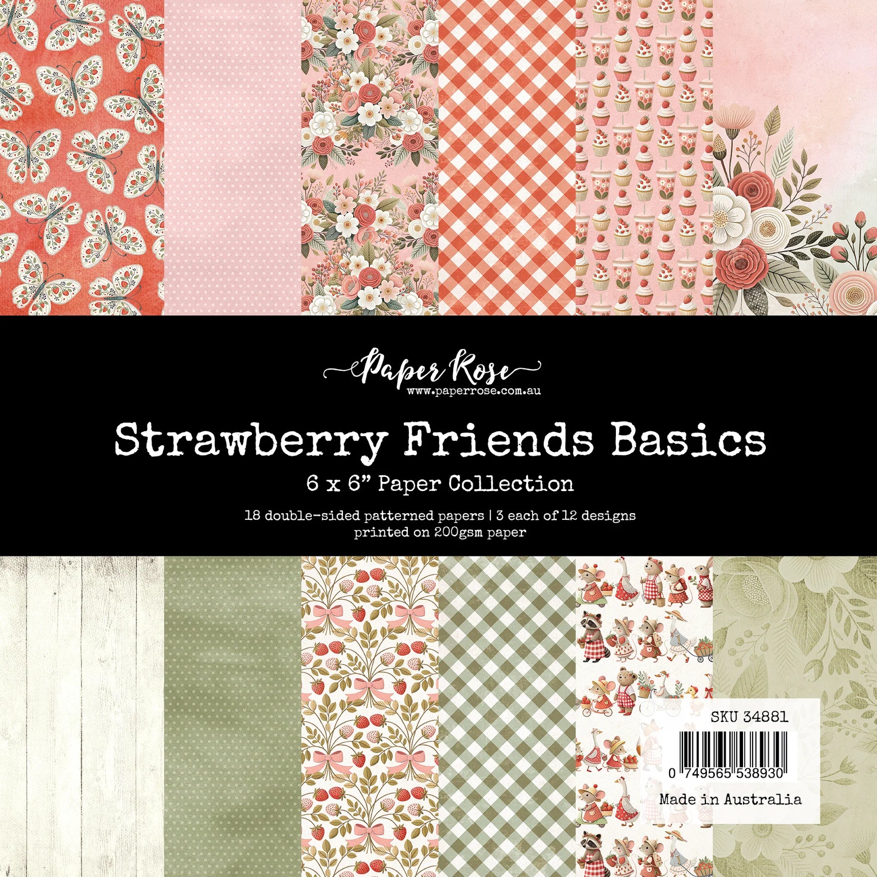 Paper Rose - Strawberry Friends Basics 6'x6' Paper Collection