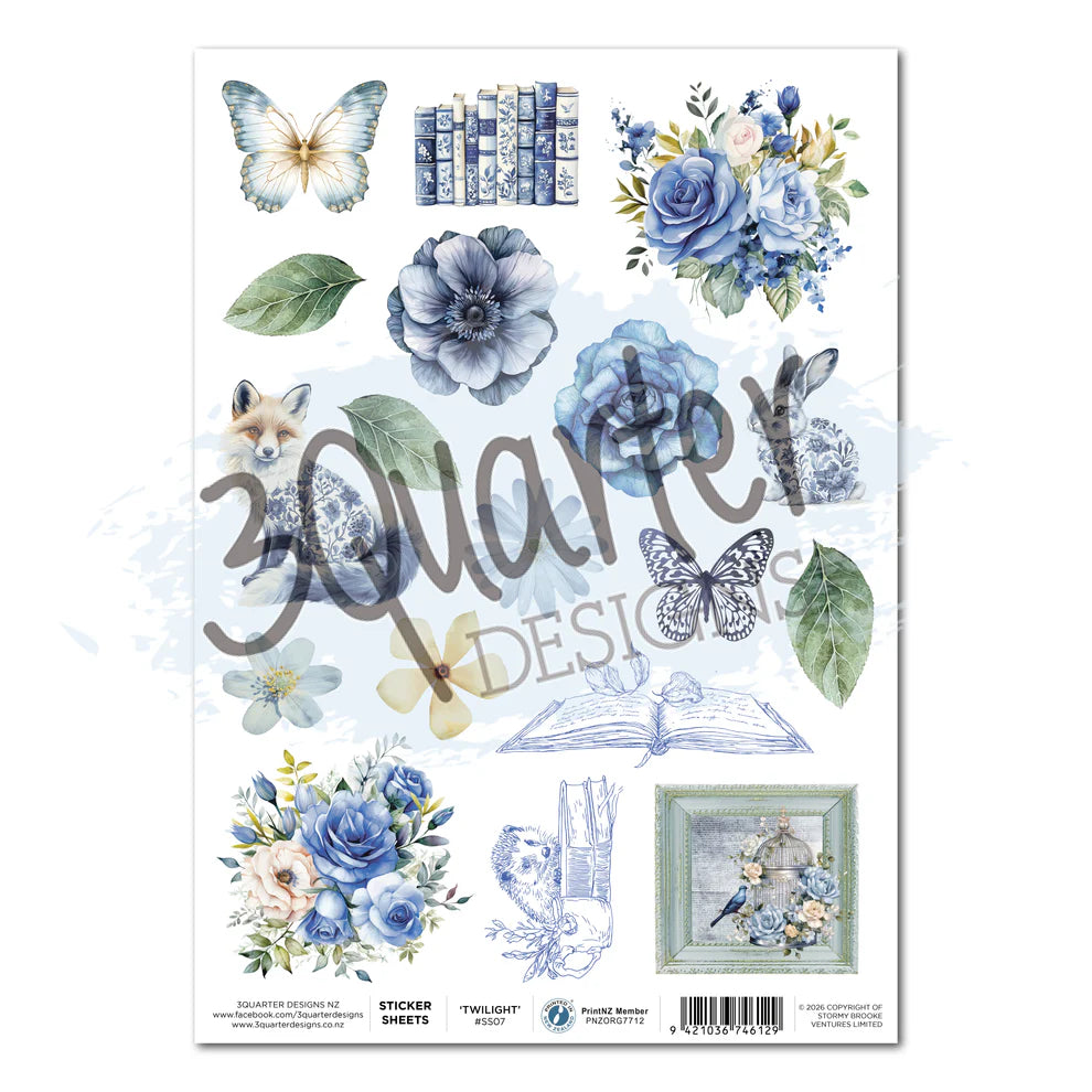3 Quarter Designs -  Sticker Sheet  - Twilight Ink