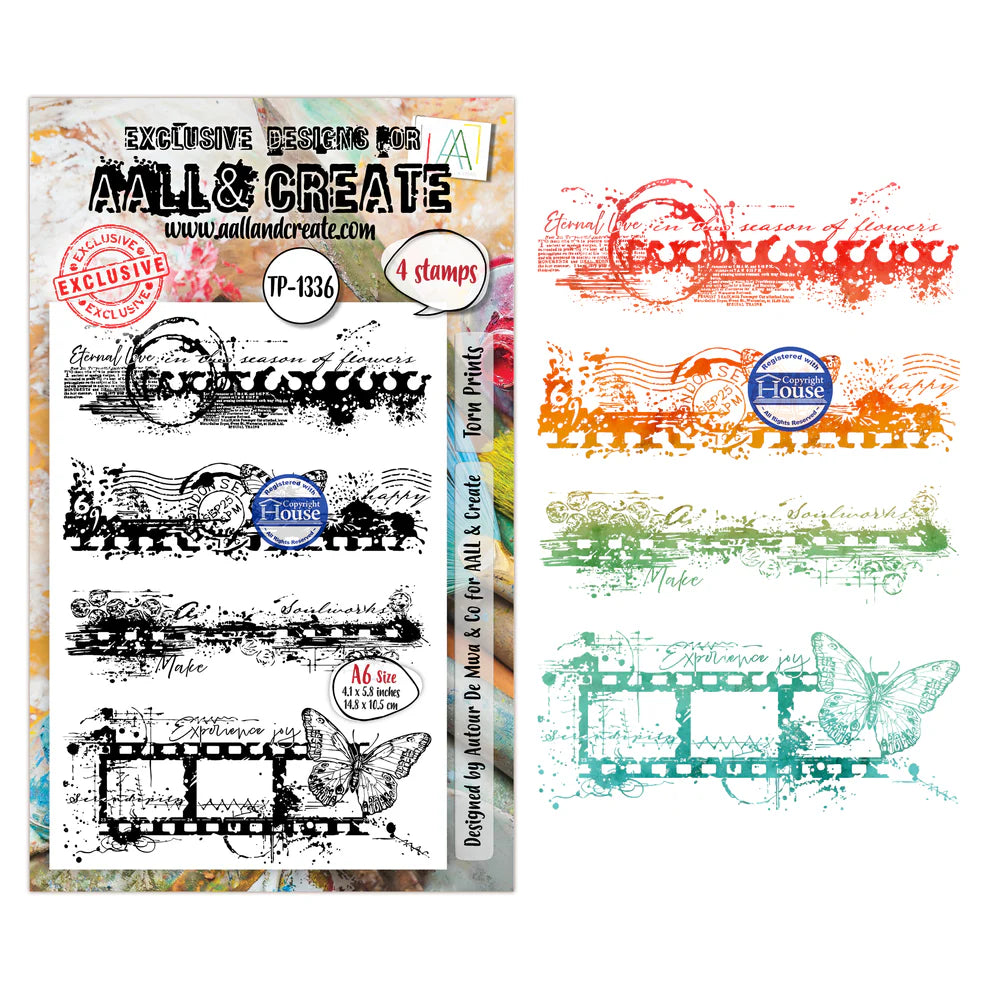 AALL & CREATE - A6 Stamps - Torn Prints #TP - 1336