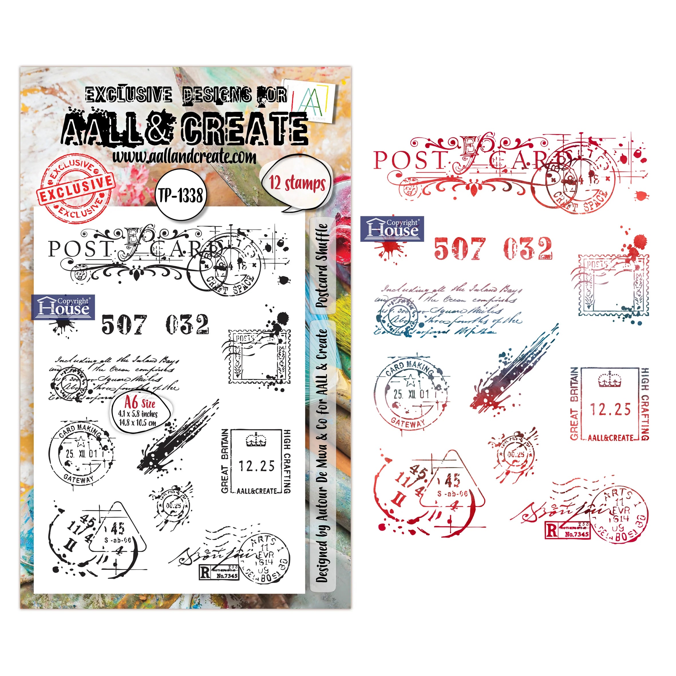 AALL & CREATE - A6 Stamps -Postcard Shuffle #1338