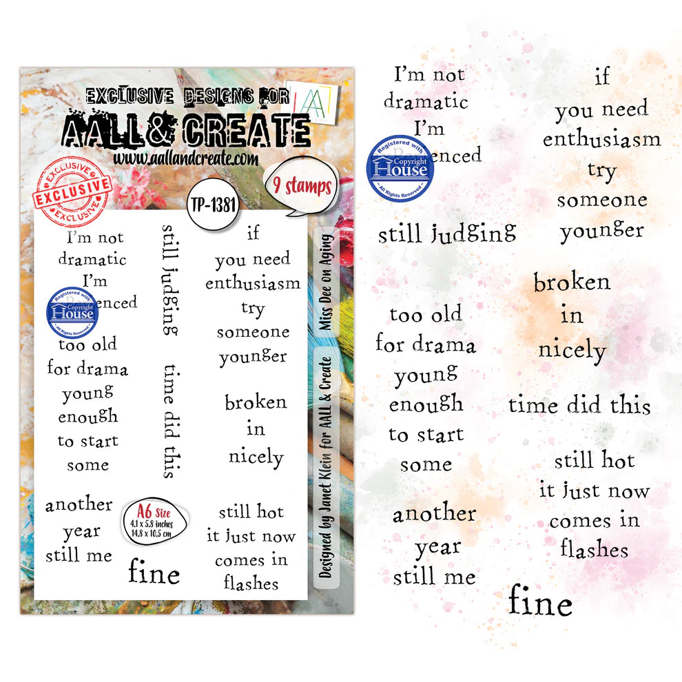AALL & CREATE - A6 Stamps - Miss Dee On Aging #1381