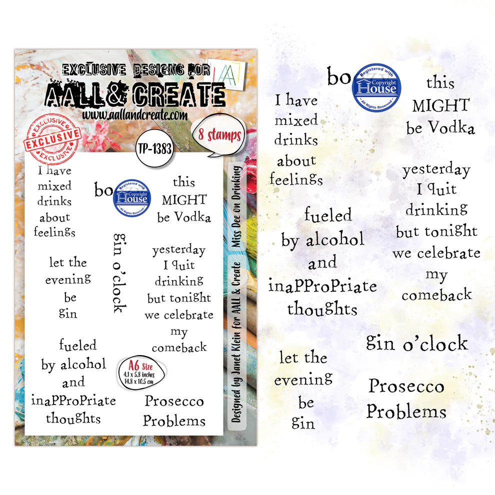 AALL & CREATE - A6 Stamps - Miss Dee On Drinking #1383