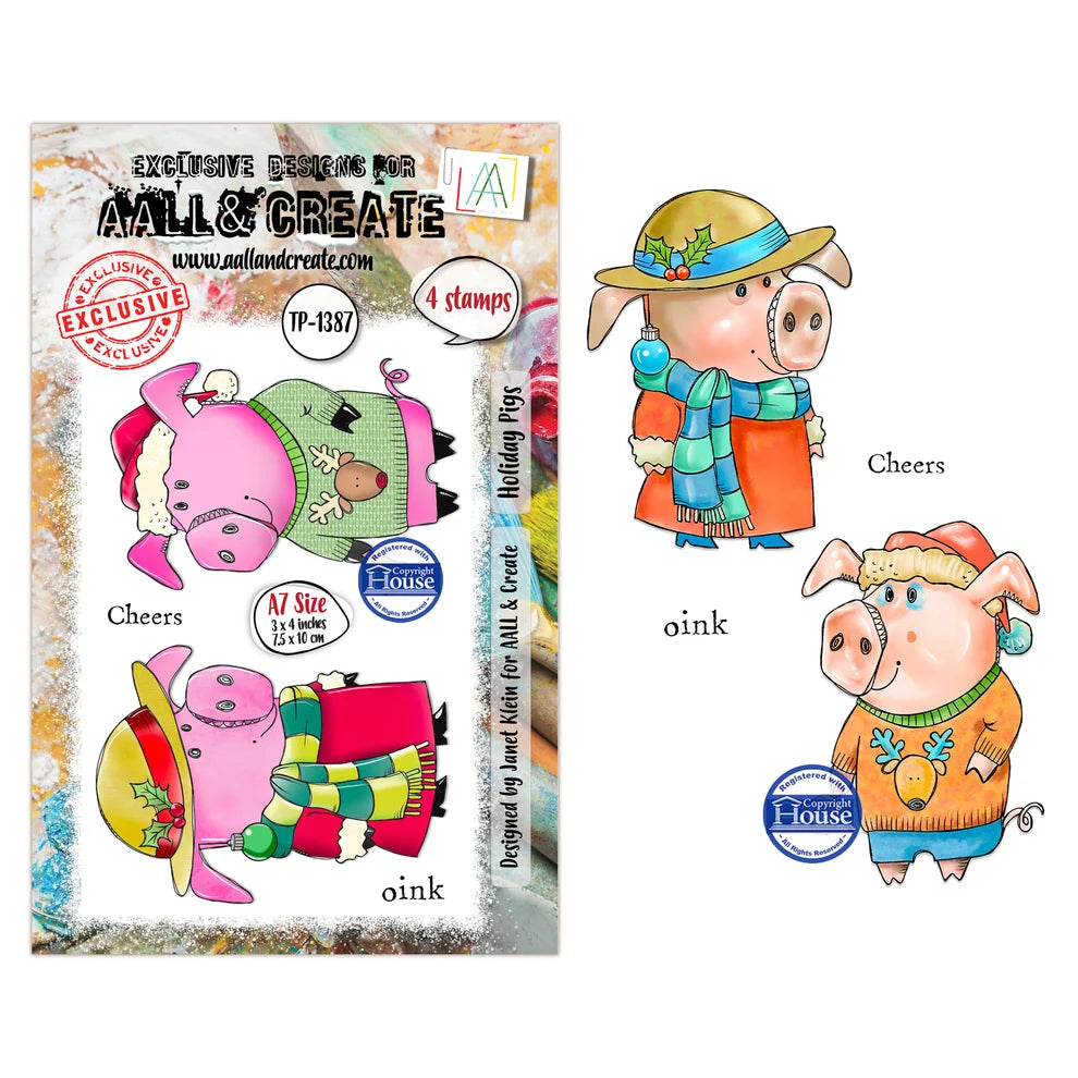 AALL & CREATE - A7 Stamps - Holiday Pigs  #1387