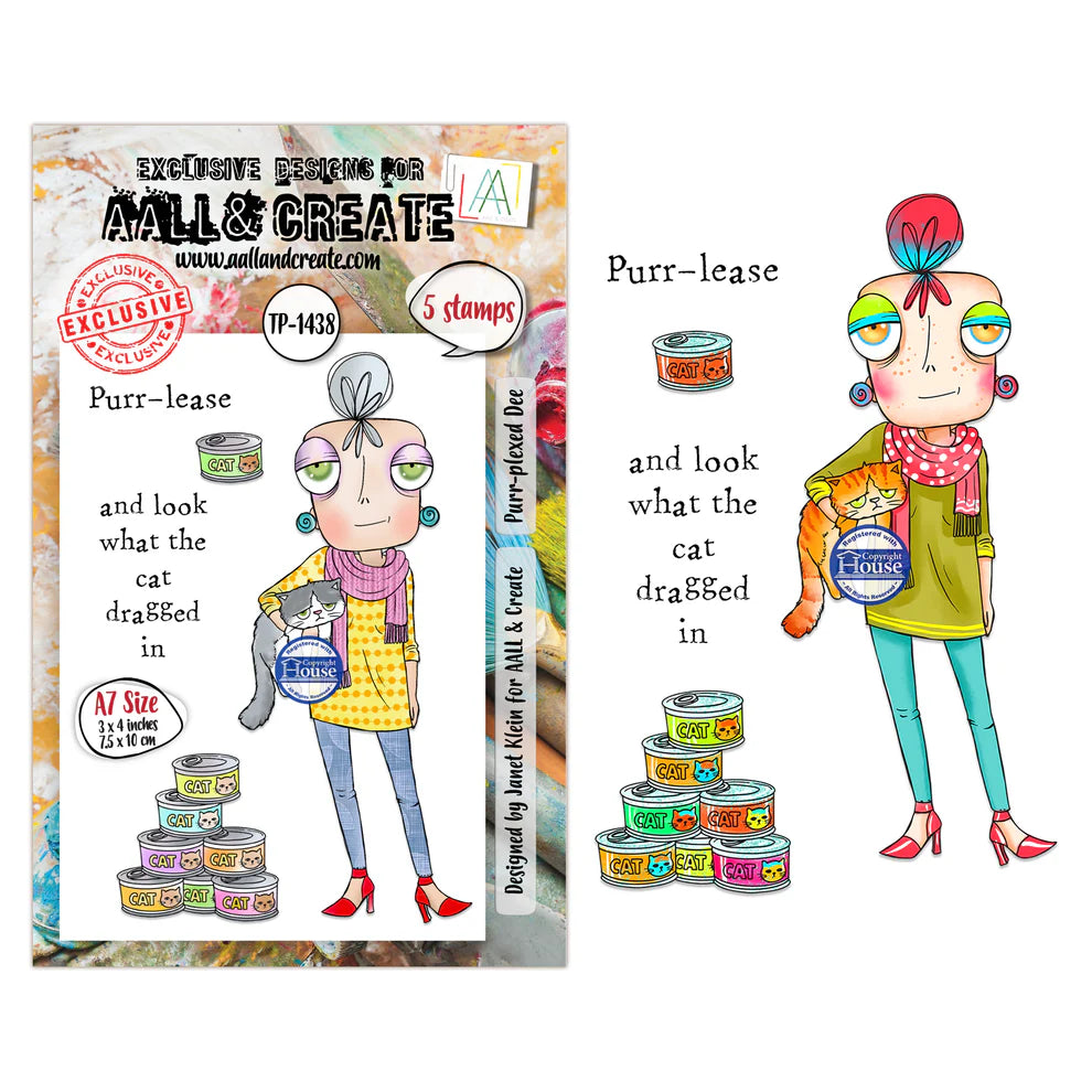 AALL & CREATE - A7 Stamps - Purr-plexed Dee  #1438