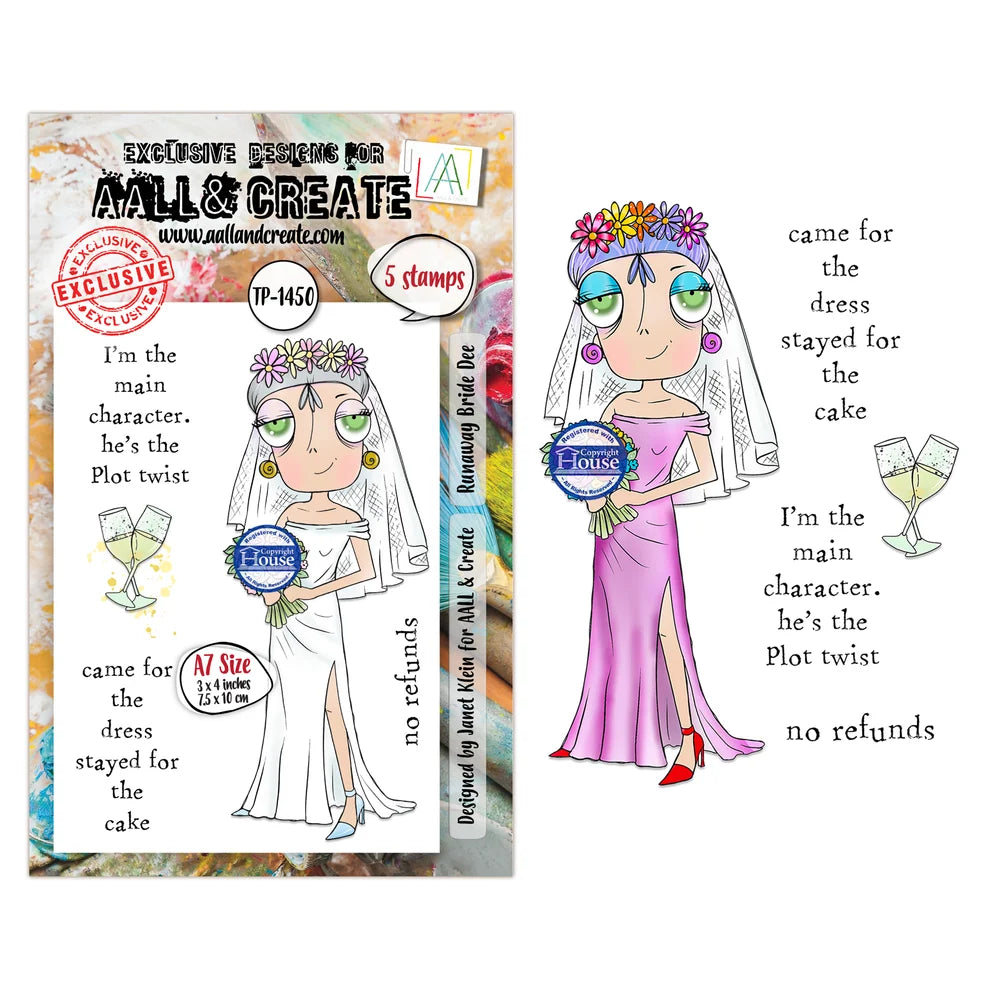 AALL & CREATE - A7 Stamps - Runaway Bride Dee  #1450
