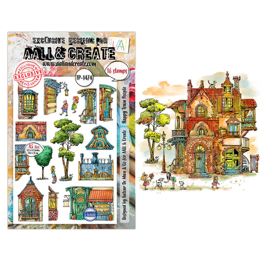 AALL & CREATE - A5 Stamps - Happy Town People # 1474