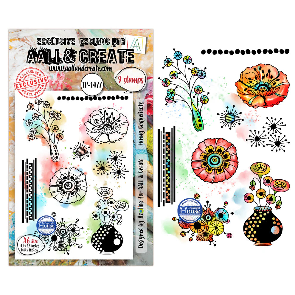 AALL & CREATE - A6 Stamps -Funny Coquelicots #1477