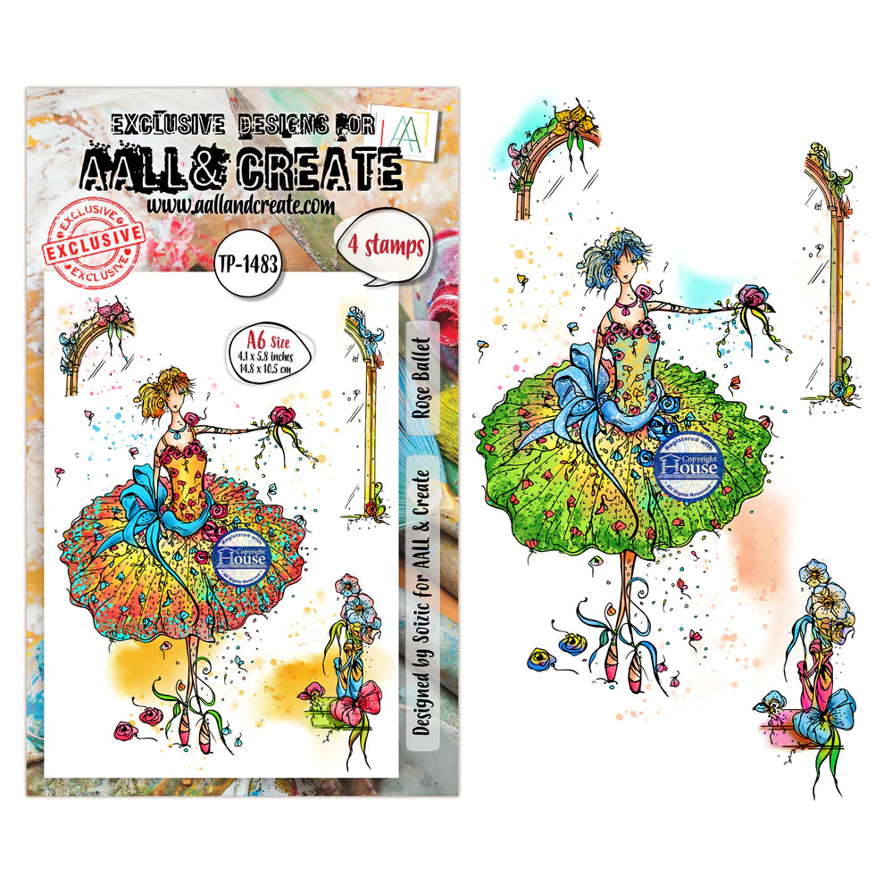 AALL & CREATE - A6 Stamps -Rose Ballet # 1483
