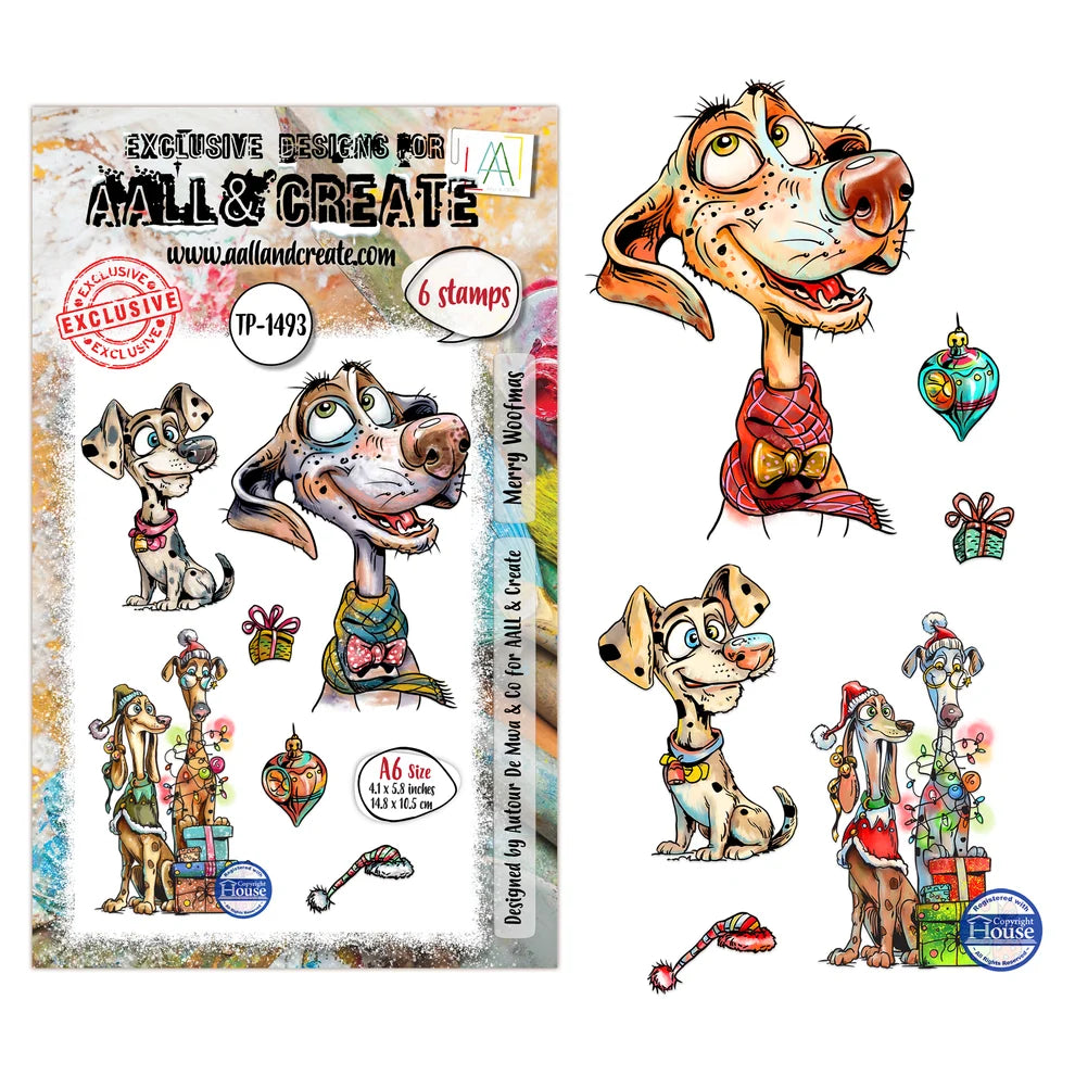 AALL & CREATE - A6 Stamps -Merry Woofmas # 1493