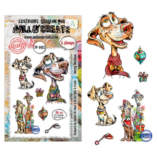 AALL & CREATE - A6 Stamps -Merry Woofmas # 1493
