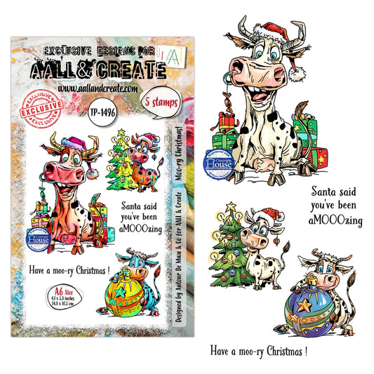 AALL & CREATE - A6 Stamps -Moo-ry Christmas # 1496