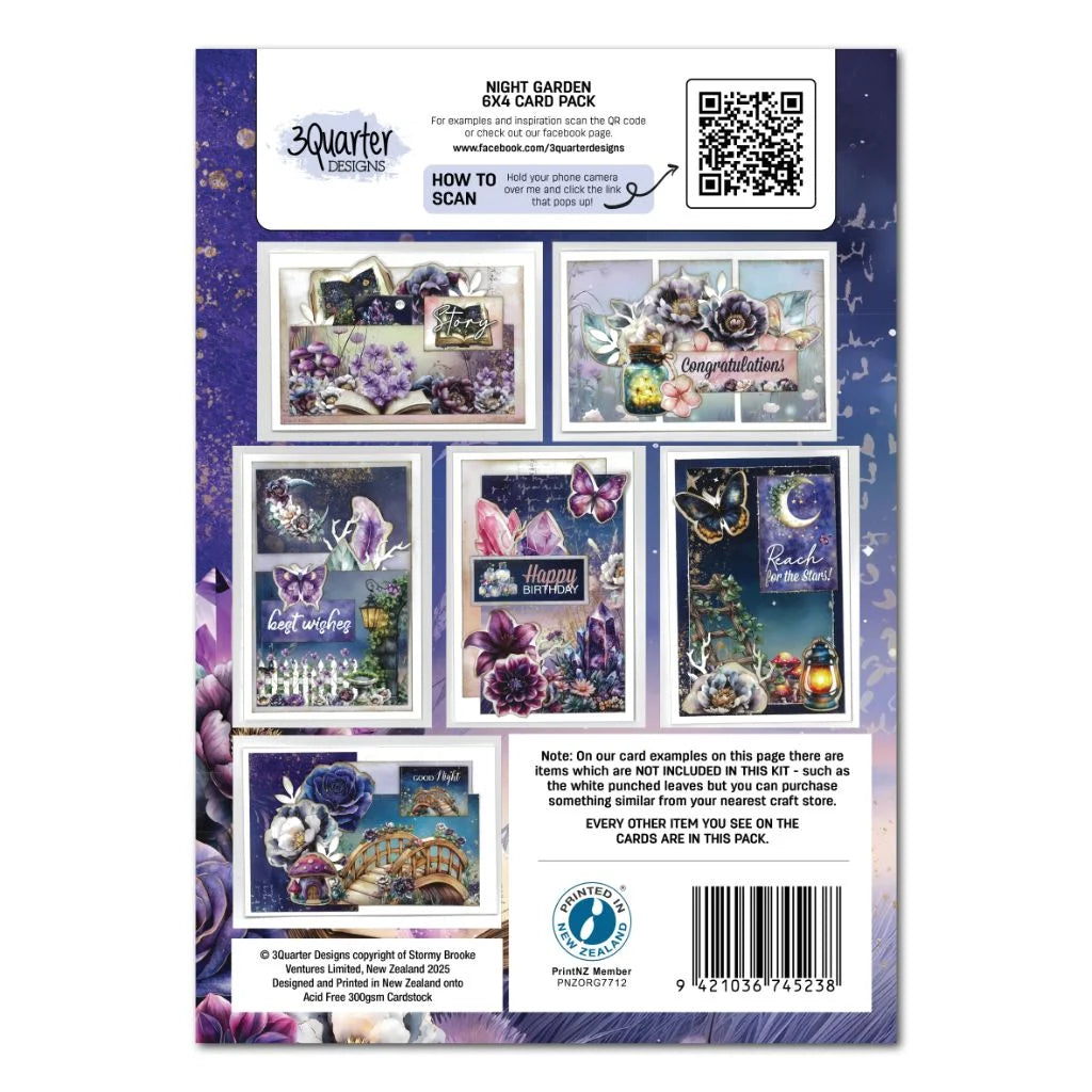 3 Quarter Designs - Night Garden Collection 6x4 Card Pack