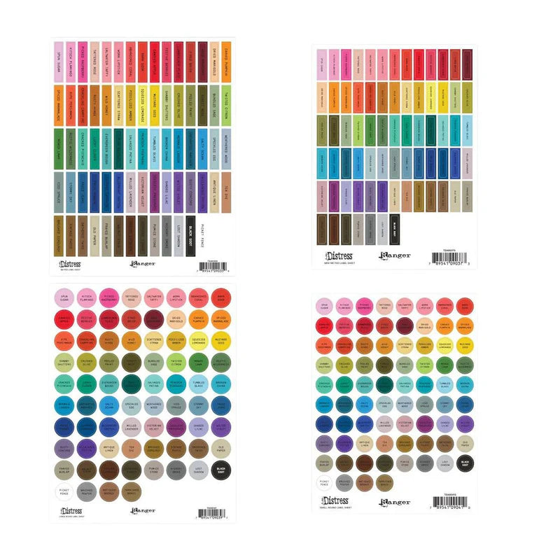 Distress Label Assortment 4 Sheets - Black Text