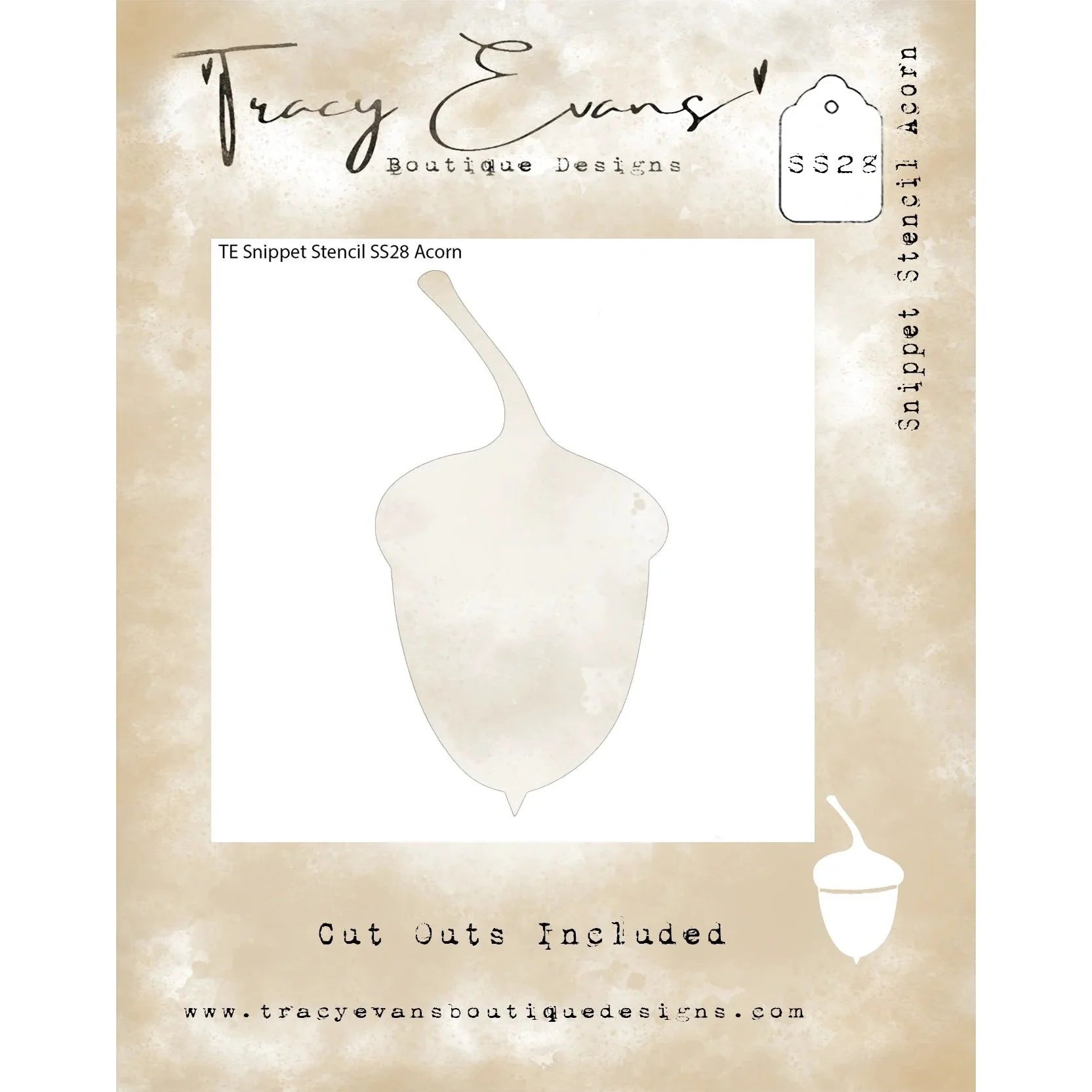 Tracy Evans Boutique Designs - Snippet Stencils - Acorn SS28