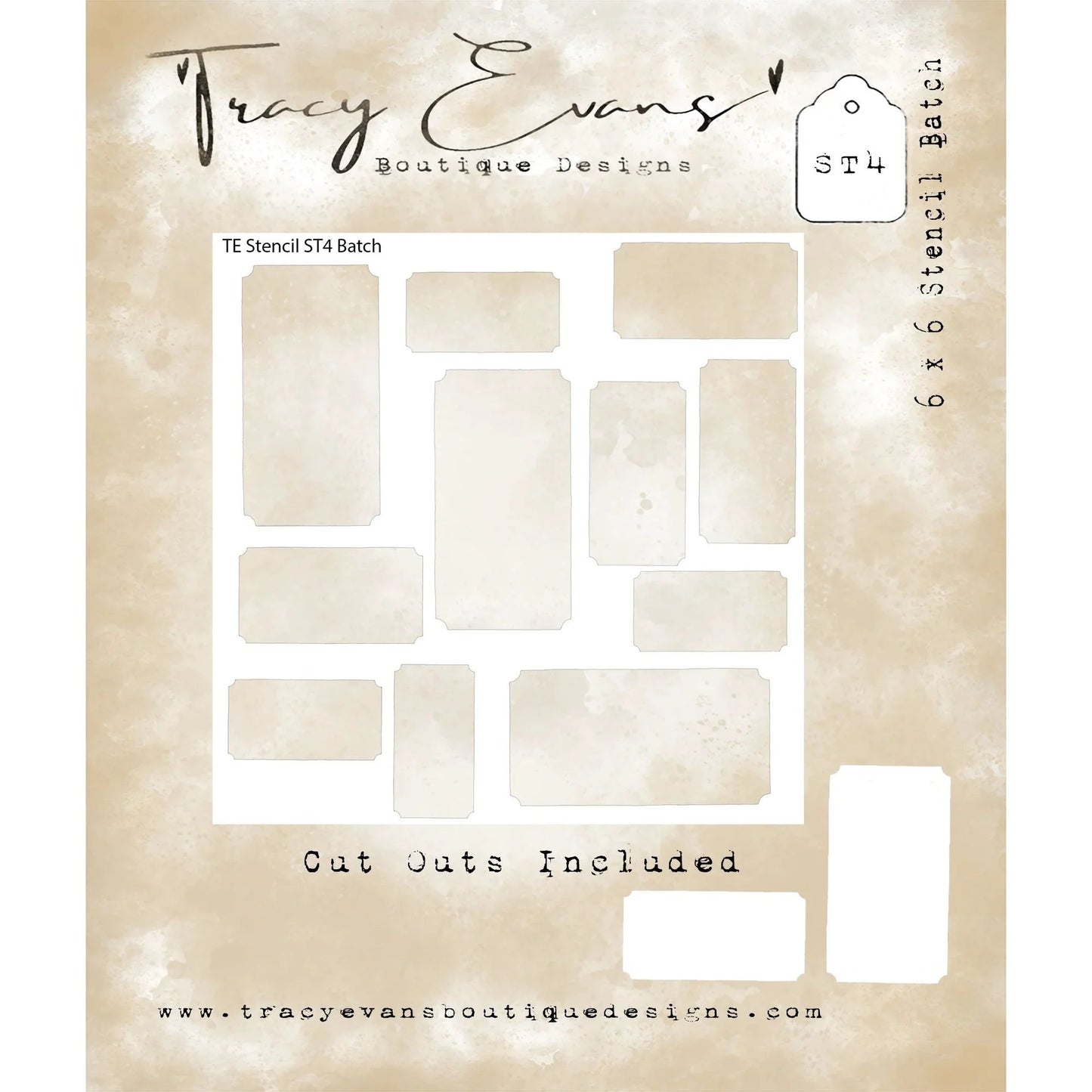 Tracy Evans Boutique Designs - Stencils 6" x 6" - Batch ST4