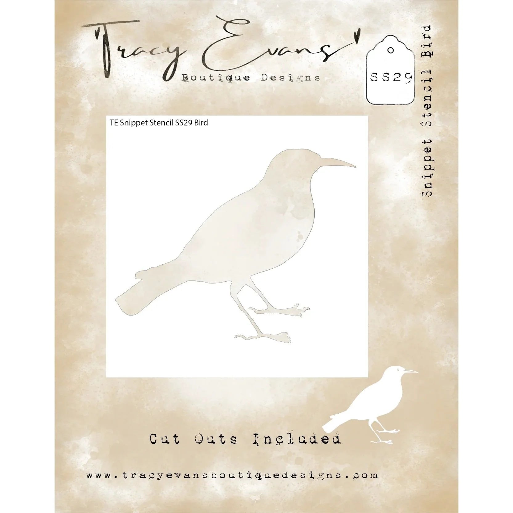 Tracy Evans Boutique Designs - Snippet Stencils - Bird SS29