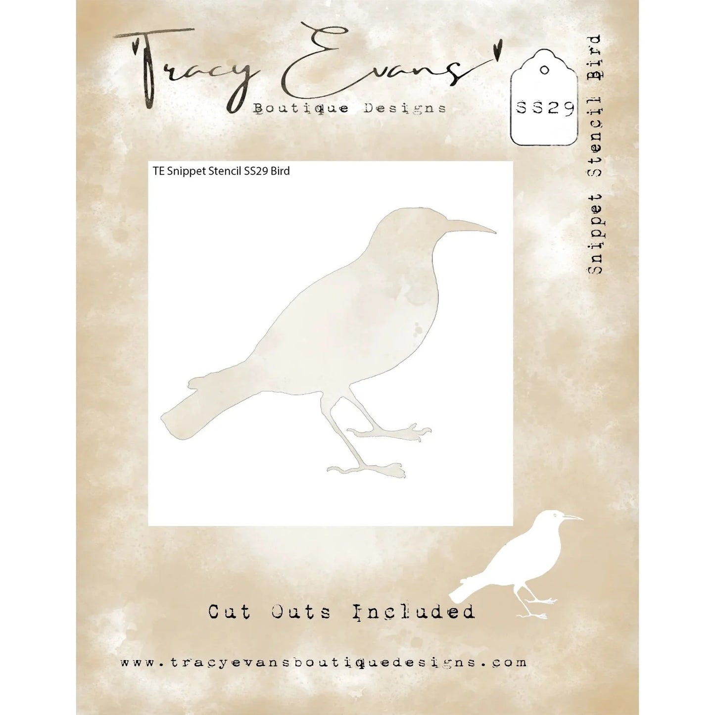Tracy Evans Boutique Designs - Snippet Stencils - Bird SS29