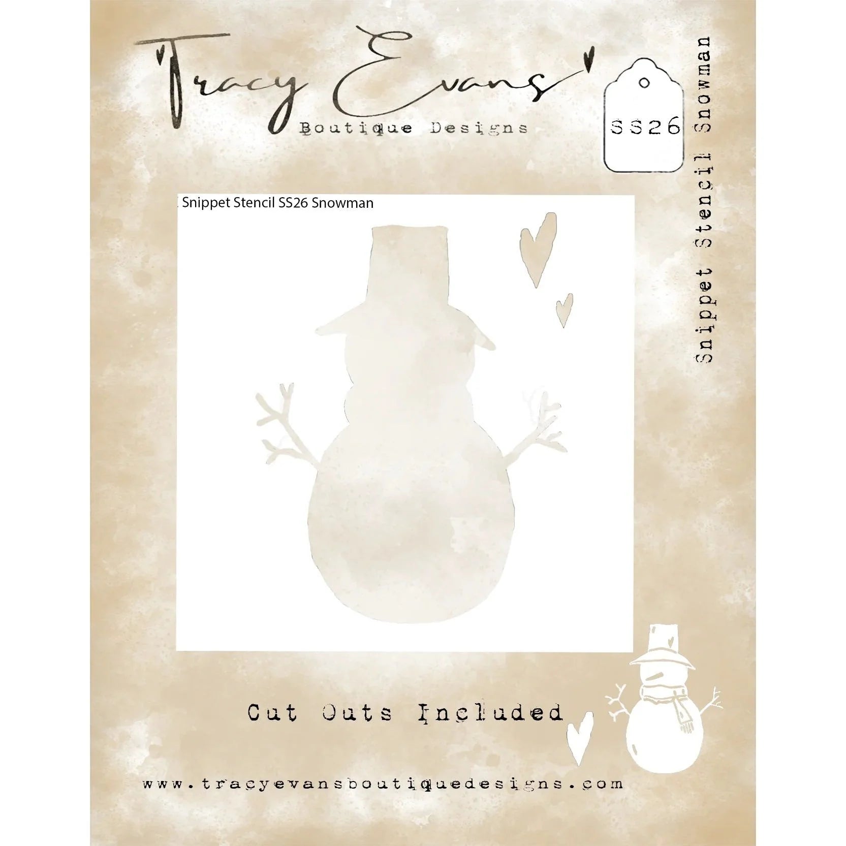 Tracy Evans Boutique Designs - Snippet Stencils - Snowman SS26