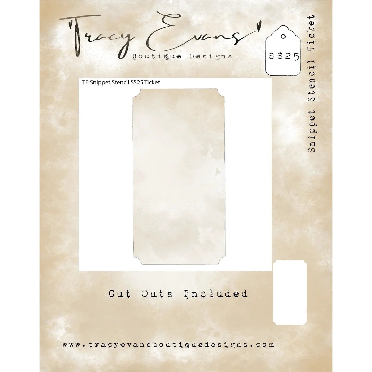 Tracy Evans Boutique Designs - Snippet Stencils - Tickets SS25